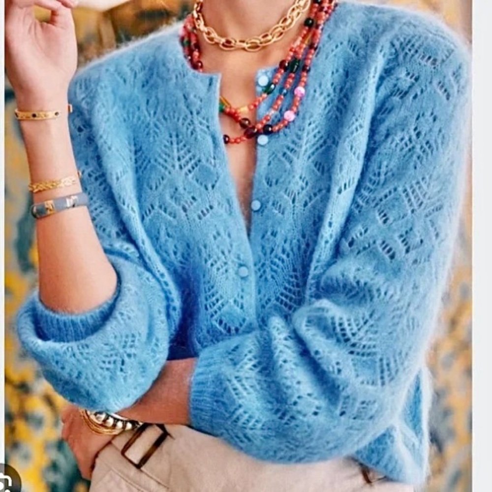 NWT Sezane Gilet Olympe Bleu Azur Jumper Sweater